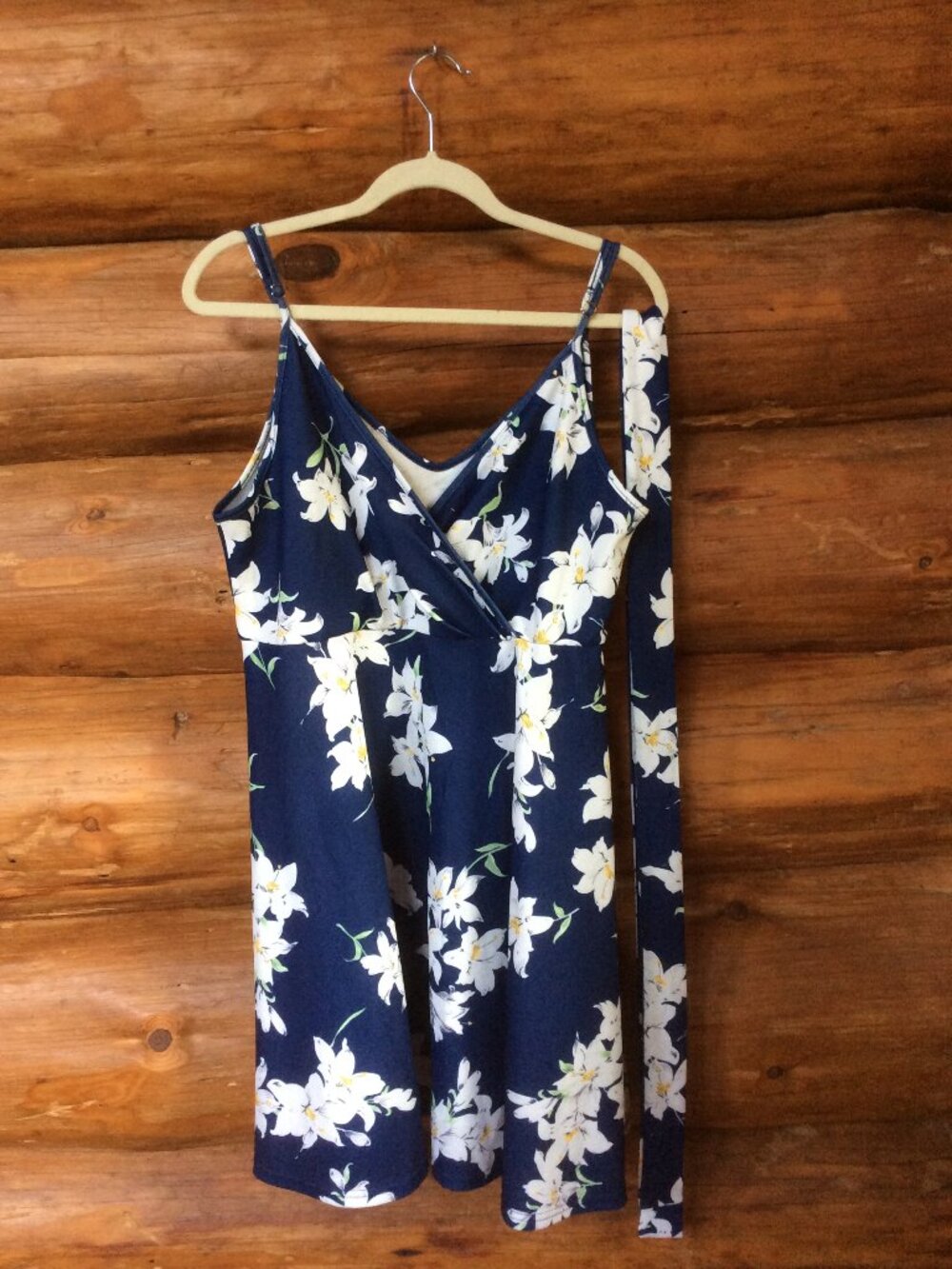 Tropical Babydoll Hibiscus Floral Hawaiian Blue Vacation Dress Size XL Shein